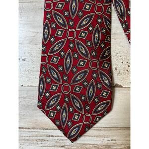 Christian Dior Dark Red and Navy Modern Looking 100% Silk Tie EUC